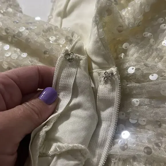 NEW Soieblu Off White Long Sequin Dress Women's Size Medium NWT - Picture 9 of 9